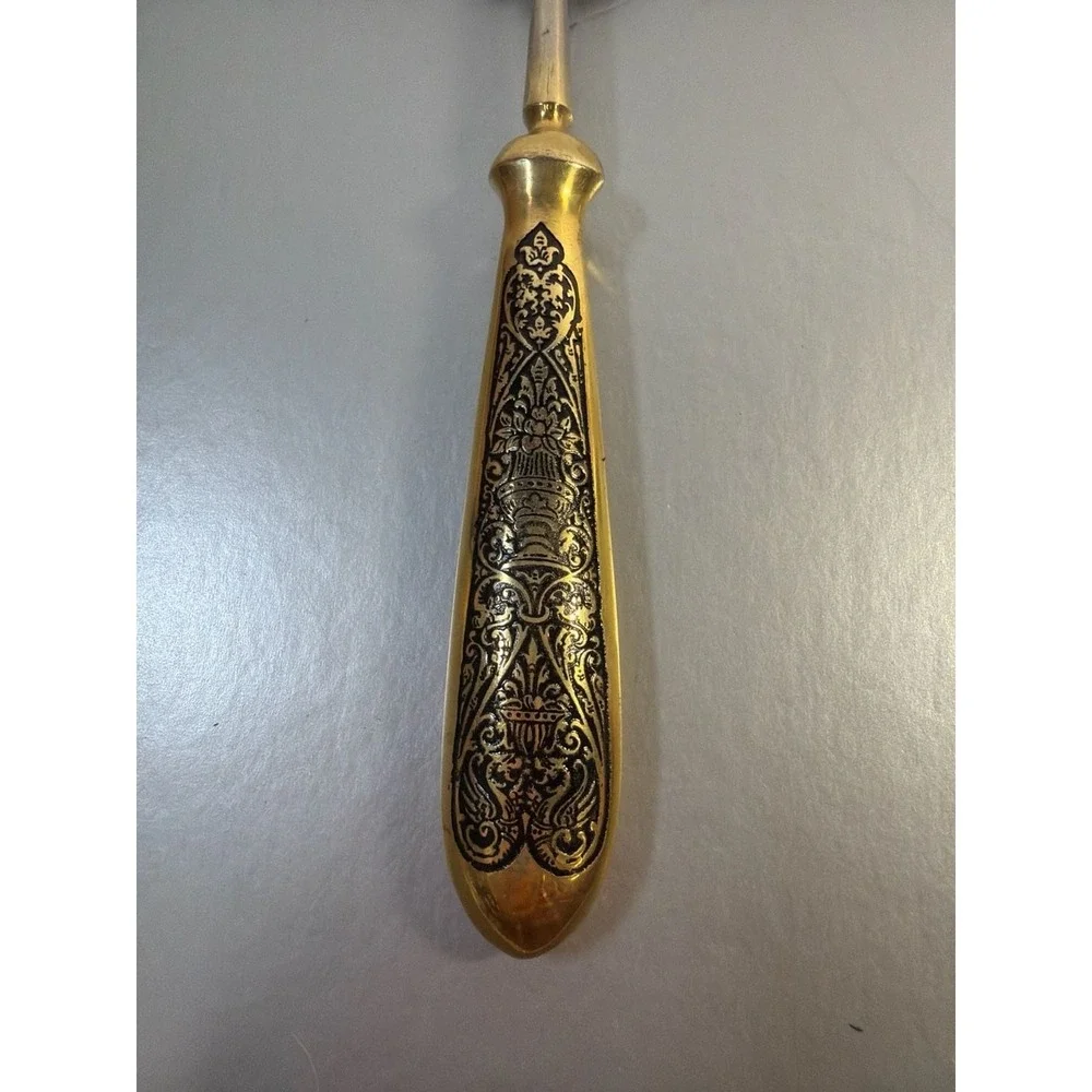 Vintage‎ Siam Thailand Bronze Cold Meat Serving Fork Urn Pattern 9.5